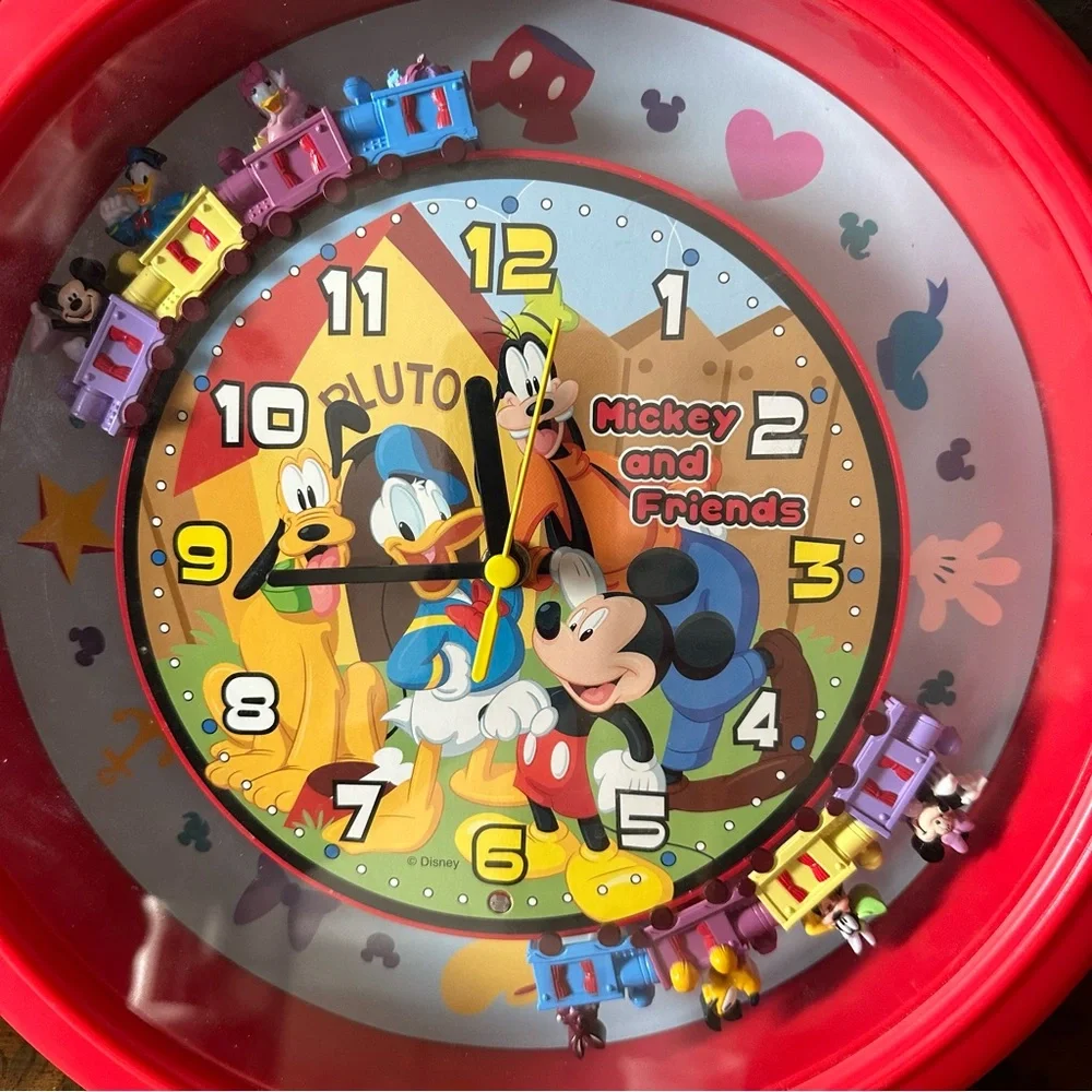 Vintage Disney Mickey Mouse Friends Animated Musical Wall Clock Melody RARE HTF